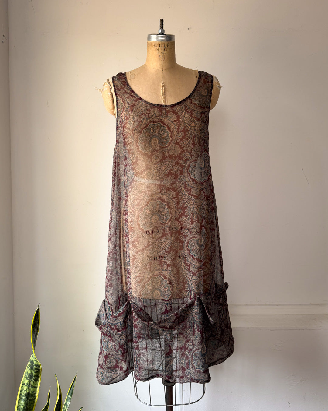 90s Lilith Sheer Paisley Pocket Dress / S-M