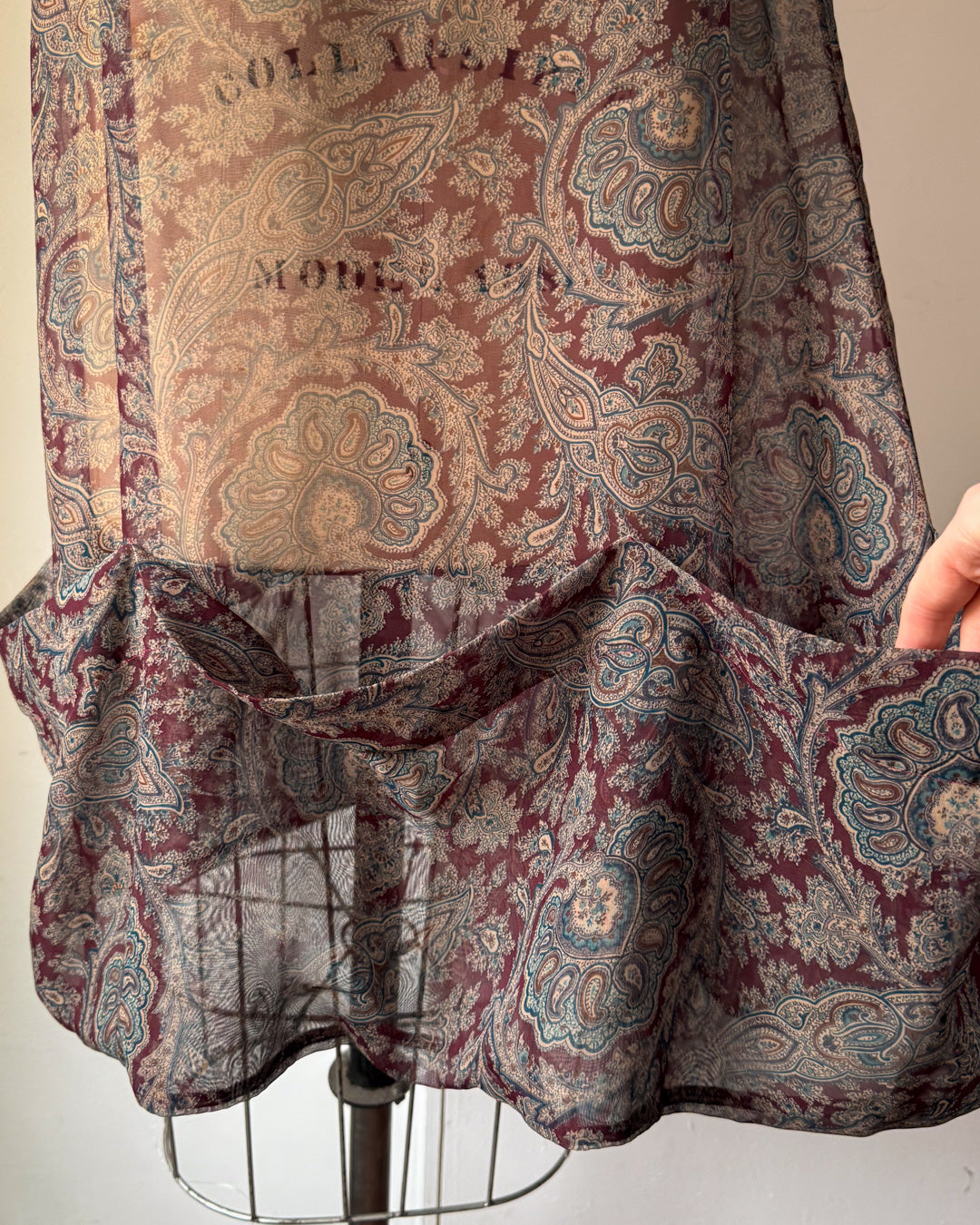 90s Lilith Sheer Paisley Pocket Dress / S-M