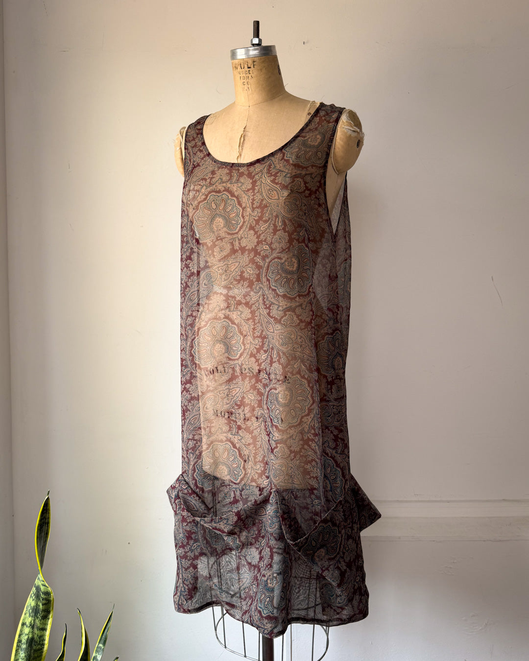 90s Lilith Sheer Paisley Pocket Dress / S-M