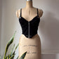 90s Lip Service Velvet & Leather Crop Top Bustier / S