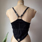 90s Lip Service Velvet & Leather Crop Top Bustier / S