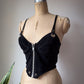 90s Lip Service Velvet & Leather Crop Top Bustier / S