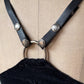 90s Lip Service Velvet & Leather Crop Top Bustier / S