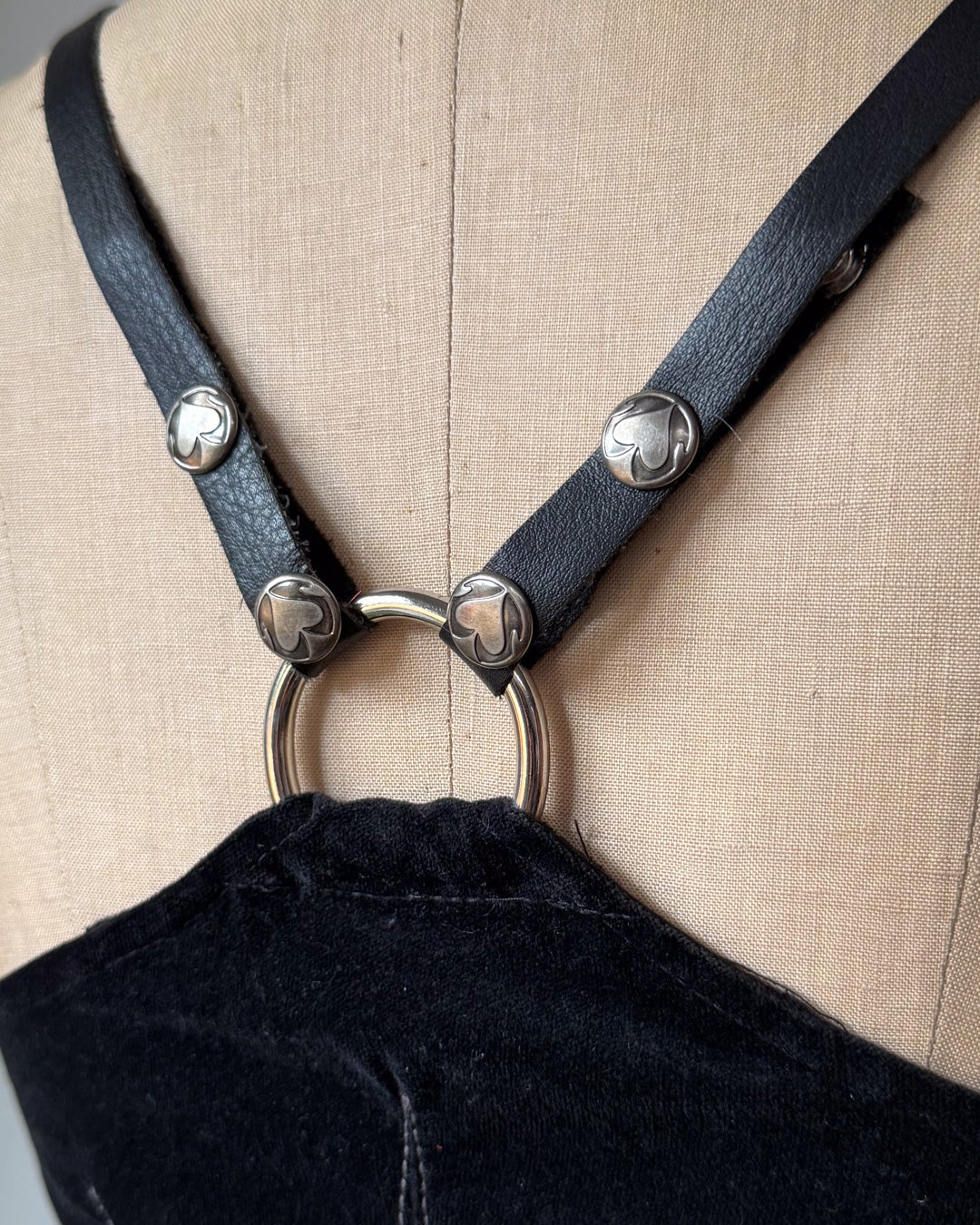 90s Lip Service Velvet & Leather Crop Top Bustier / S