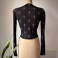90s Lip Service Skull Print Black Mesh Long Sleeve Crop Top / S