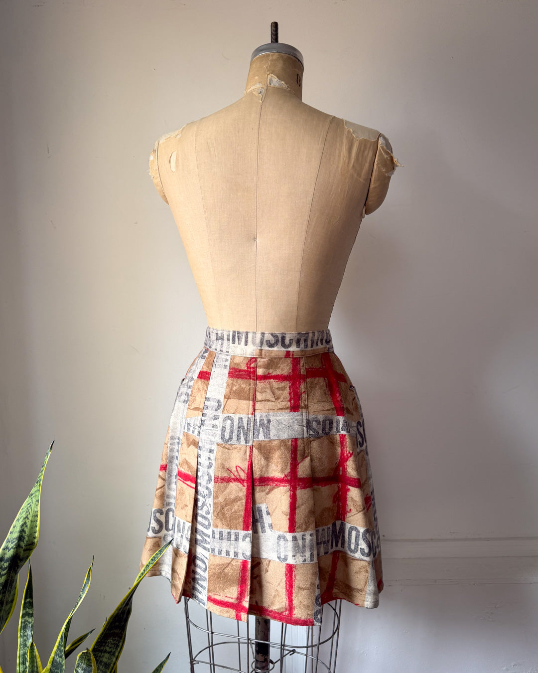 90s Moschino Novelty Paper Print Wool Wrap Skirt / S