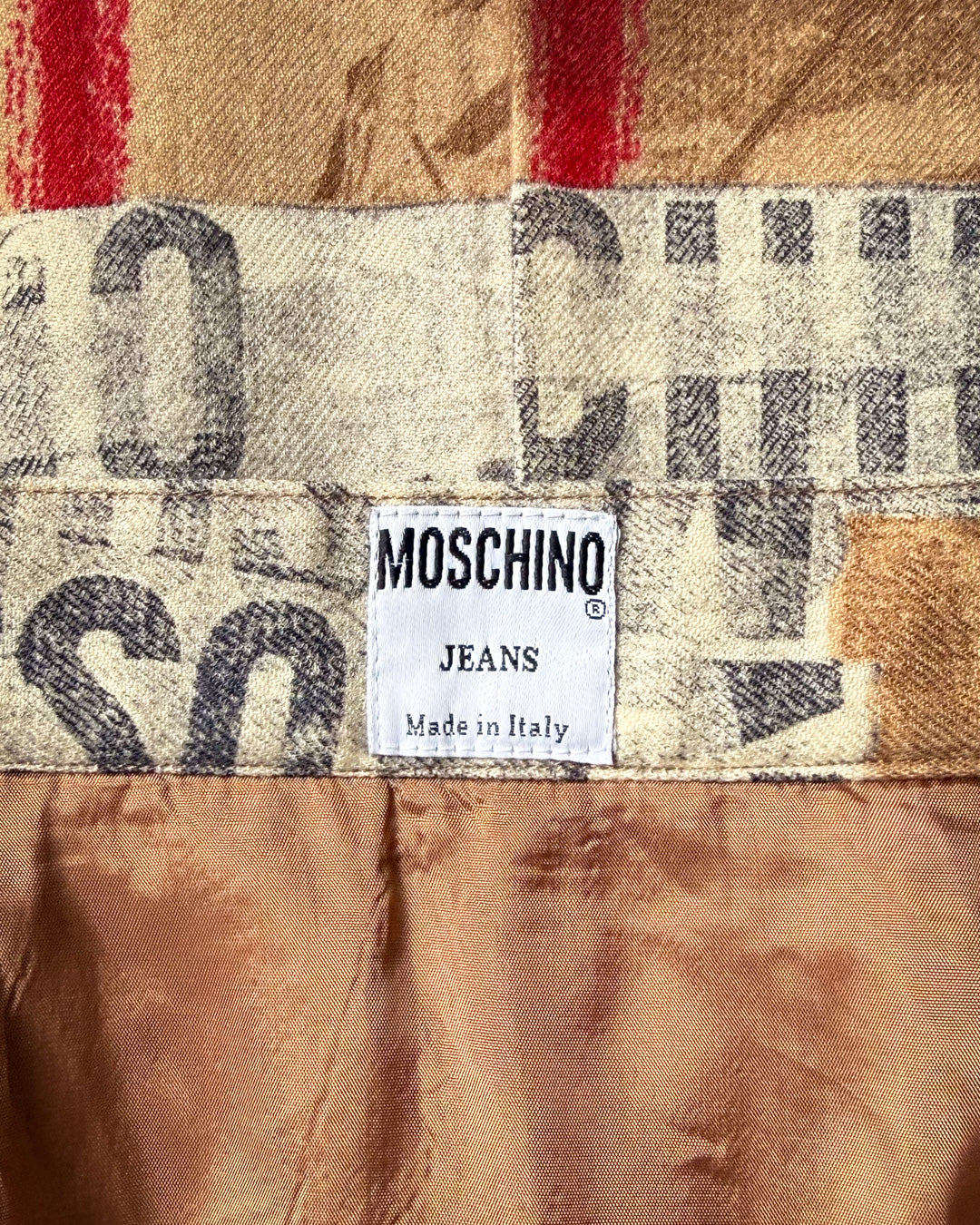 90s Moschino Novelty Paper Print Wool Wrap Skirt / S