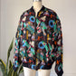 90s Nicole Miller Novelty Travel Print Silk Bomber Jacket / XL