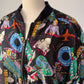 90s Nicole Miller Novelty Travel Print Silk Bomber Jacket / XL