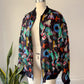 90s Nicole Miller Novelty Travel Print Silk Bomber Jacket / XL