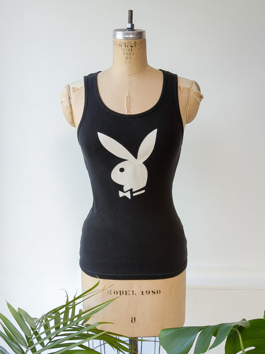 90s Playboy Bunny Ribbed Cotton Tank Top / S