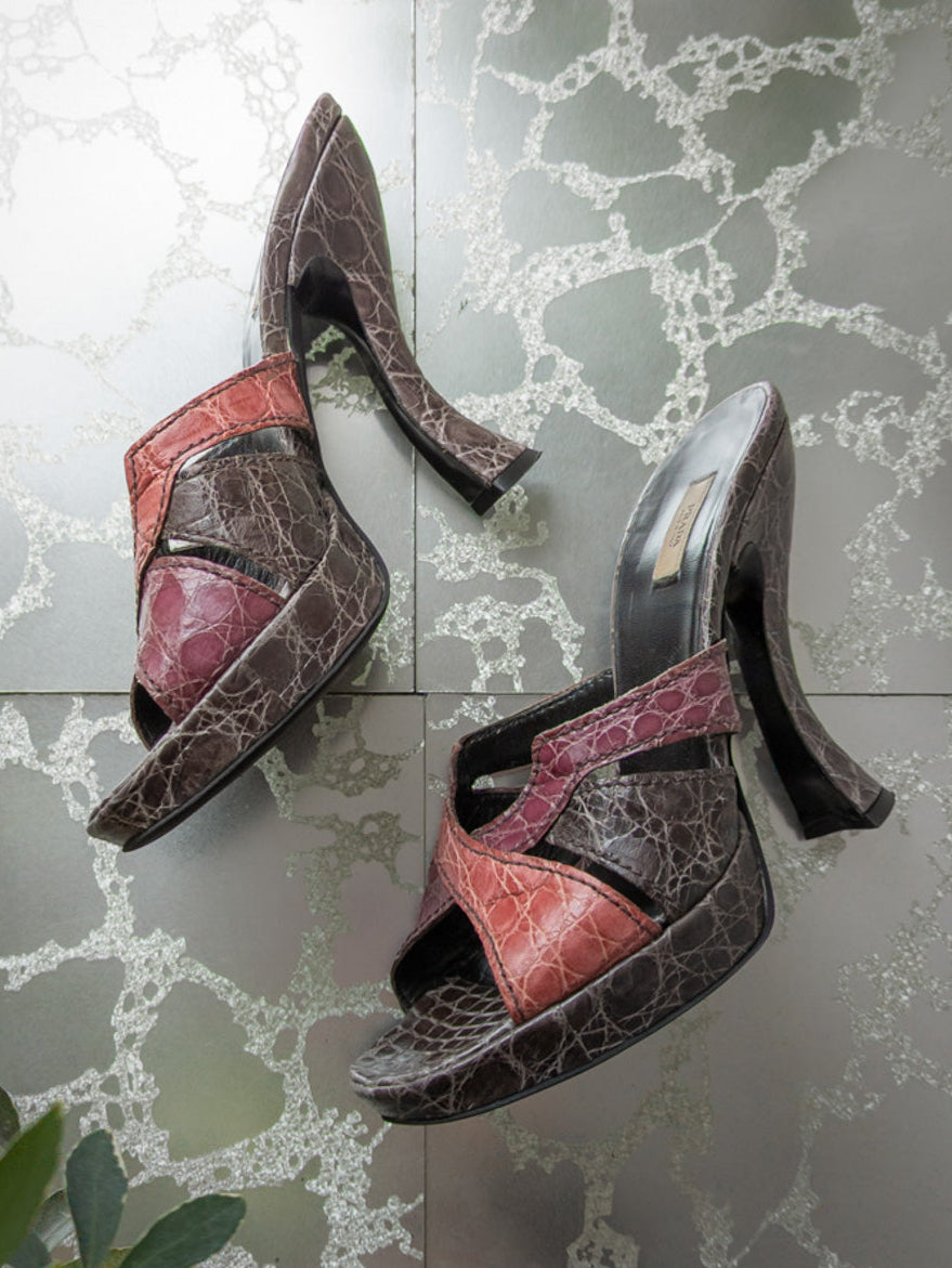 90s Prada Cocco Lucido Platform Sandals / 7.5-8