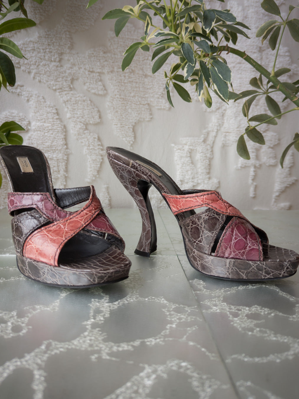90s Prada Cocco Lucido Platform Sandals / 7.5-8