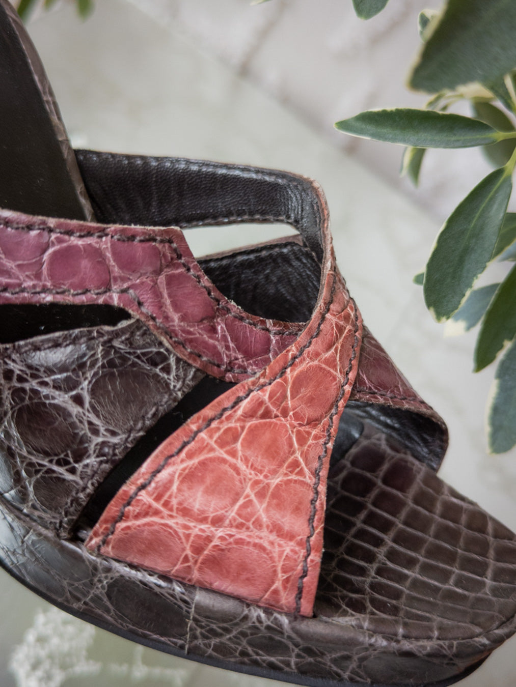 90s Prada Cocco Lucido Platform Sandals / 7.5-8