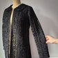 90s Vivienne Tam Black Metallic Woven Raffia Tape Lace Sheer Silk Lined Jacket / S