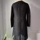 90s Vivienne Tam Black Metallic Woven Raffia Tape Lace Sheer Silk Lined Jacket / S