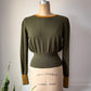 90s Olive Green Merino Wool Sweater / M