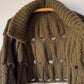 Y2K Olive Green Unique Knit Cape Sweater Cardigan / S-L