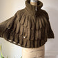 Y2K Olive Green Unique Knit Cape Sweater Cardigan / S-L