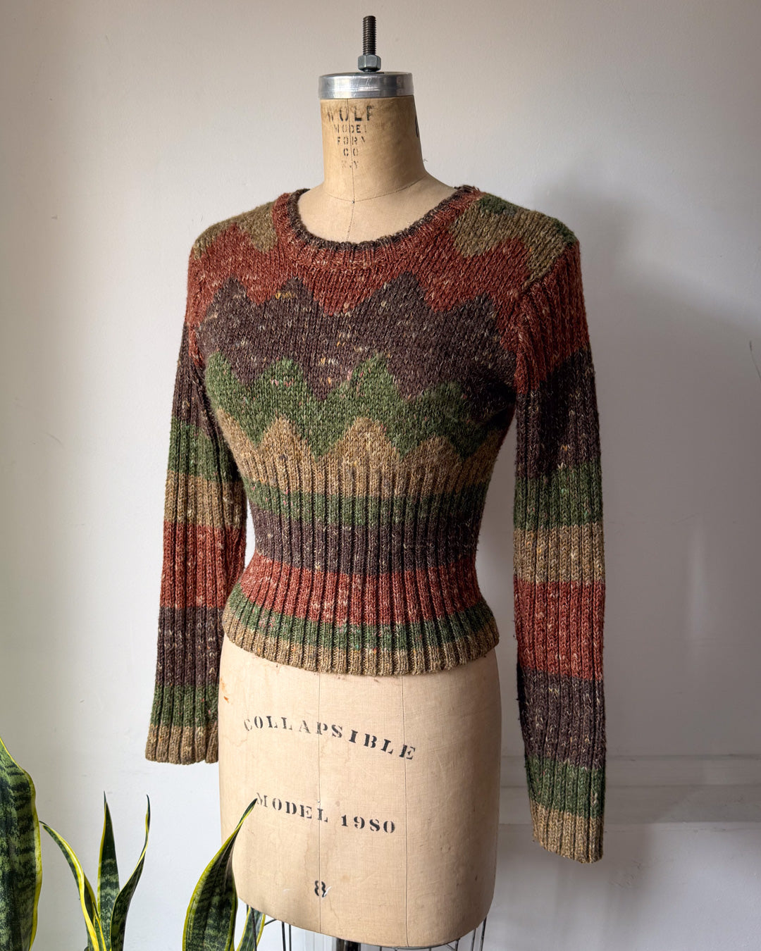 90s Speckle Knit Cropped Sweater / S-M