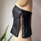 90s Black Lambskin Leather Crop Tube Top / S