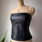 90s Black Lambskin Leather Crop Tube Top / S