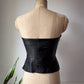 90s Black Lambskin Leather Crop Tube Top / S