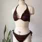 90s Brown Crochet Bikini / M