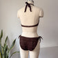 90s Brown Crochet Bikini / M