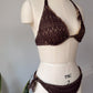 90s Brown Crochet Bikini / M