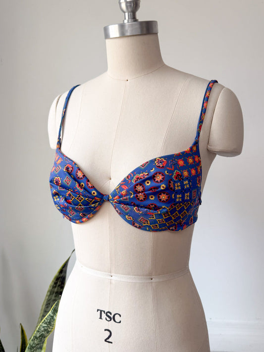 90s Colorful Print Bikini Top / S
