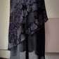 00s Floral Flocked Glitter Velvet Black Maxi Dress Gown / S
