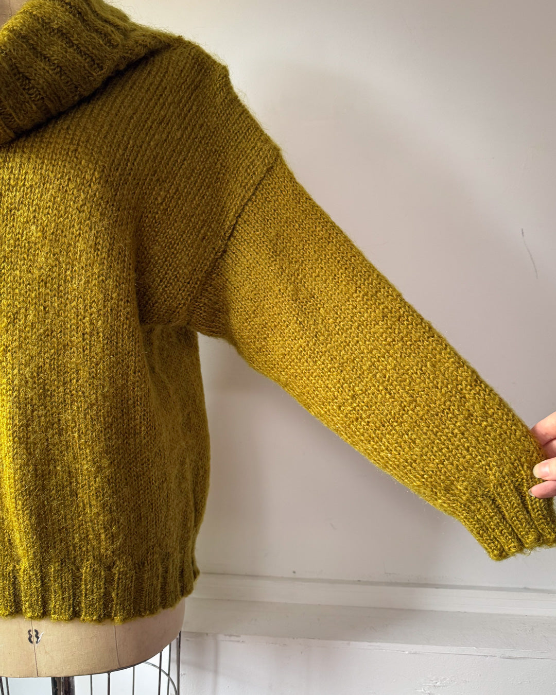 90s Chartreuse Fuzzy Mohair Chunky Turtleneck Sweater / M