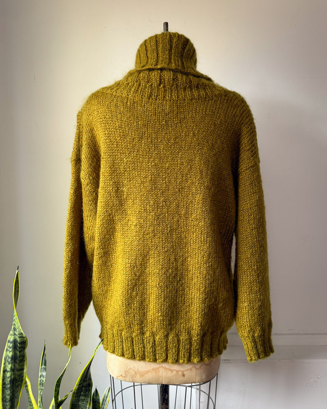 90s Chartreuse Fuzzy Mohair Chunky Turtleneck Sweater / M