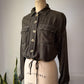 90s Olive Green Soft Rayon Drawstring Waist Shirt Jacket / S