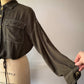 90s Olive Green Soft Rayon Drawstring Waist Shirt Jacket / S