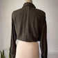 90s Olive Green Soft Rayon Drawstring Waist Shirt Jacket / S