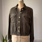 90s Olive Green Soft Rayon Drawstring Waist Shirt Jacket / S