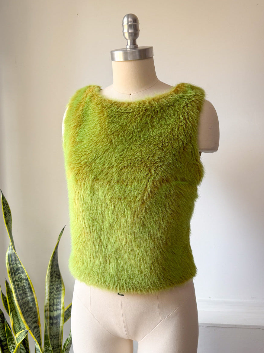 90s Faux Fur Clubwear Crop Top / S