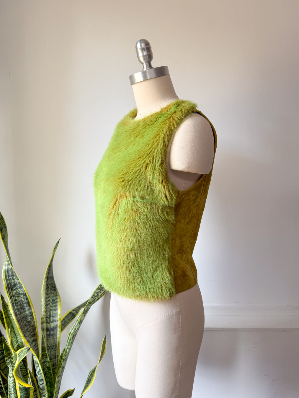 90s Faux Fur Clubwear Crop Top / S