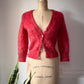 90s Watermelon Red Shaggy Mohair Knit Cardigan / S