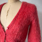 90s Watermelon Red Shaggy Mohair Knit Cardigan / S