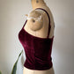 Y2K Burgundy Stretch Velvet Corset Bustier Crop Top / S