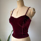 Y2K Burgundy Stretch Velvet Corset Bustier Crop Top / S