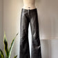 Y2K Gunmetal Silver Metallic Lambskin Leather Low Rise Bootcut Pants / XS