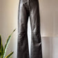 Y2K Gunmetal Silver Metallic Lambskin Leather Low Rise Bootcut Pants / XS