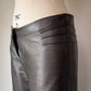 Y2K Gunmetal Silver Metallic Lambskin Leather Low Rise Bootcut Pants / XS