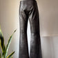 Y2K Gunmetal Silver Metallic Lambskin Leather Low Rise Bootcut Pants / XS