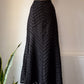 Y2K Black Chevron Applique Textured Maxi Skirt / L