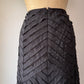 Y2K Black Chevron Applique Textured Maxi Skirt / L